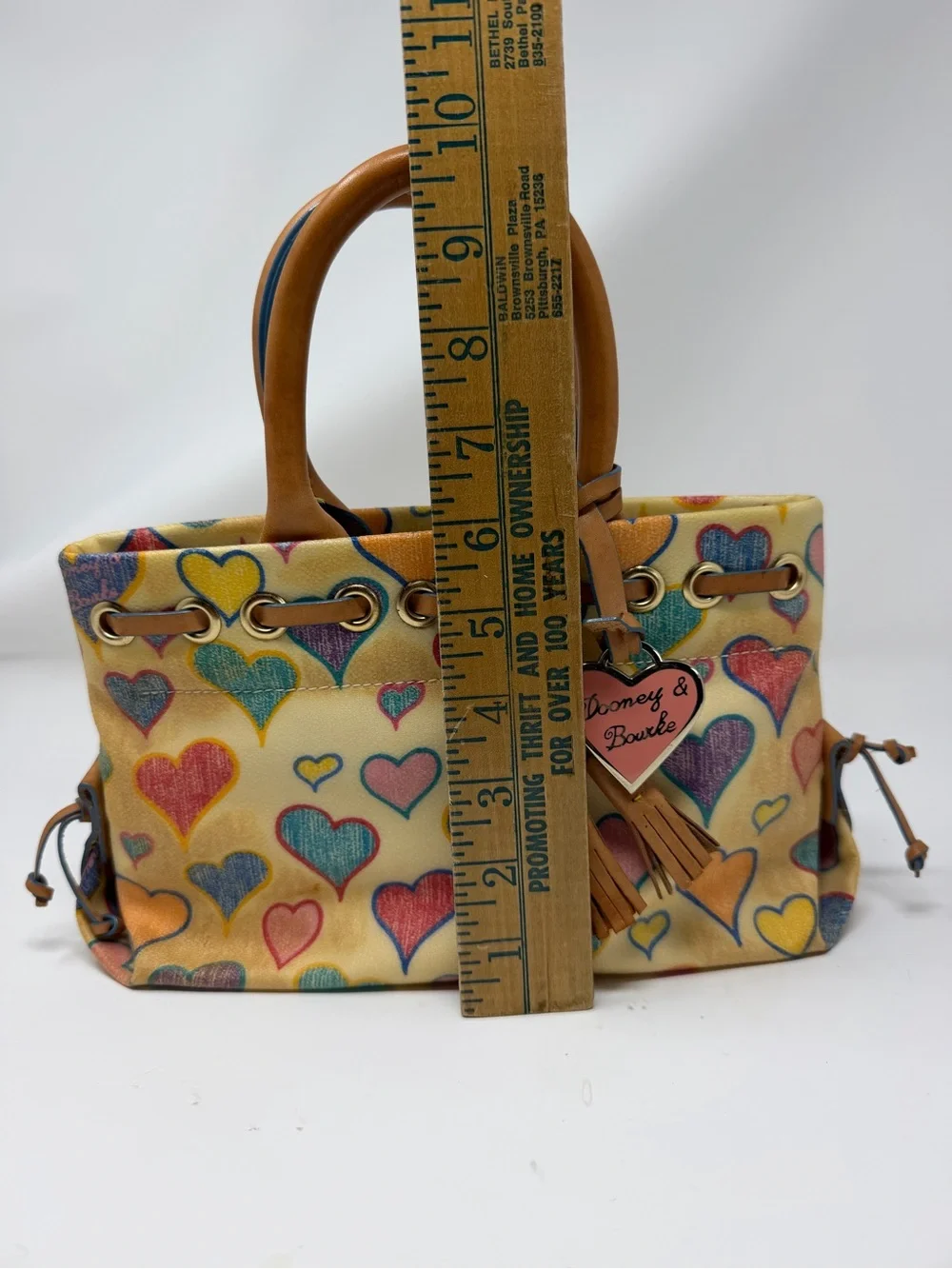 Dooney & Bourke Y2K Sweetheart Crayon Satchel With Charm Leather Strap Accents
